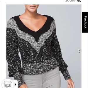 WHBM TEXTURED V-NECK PULLOVER